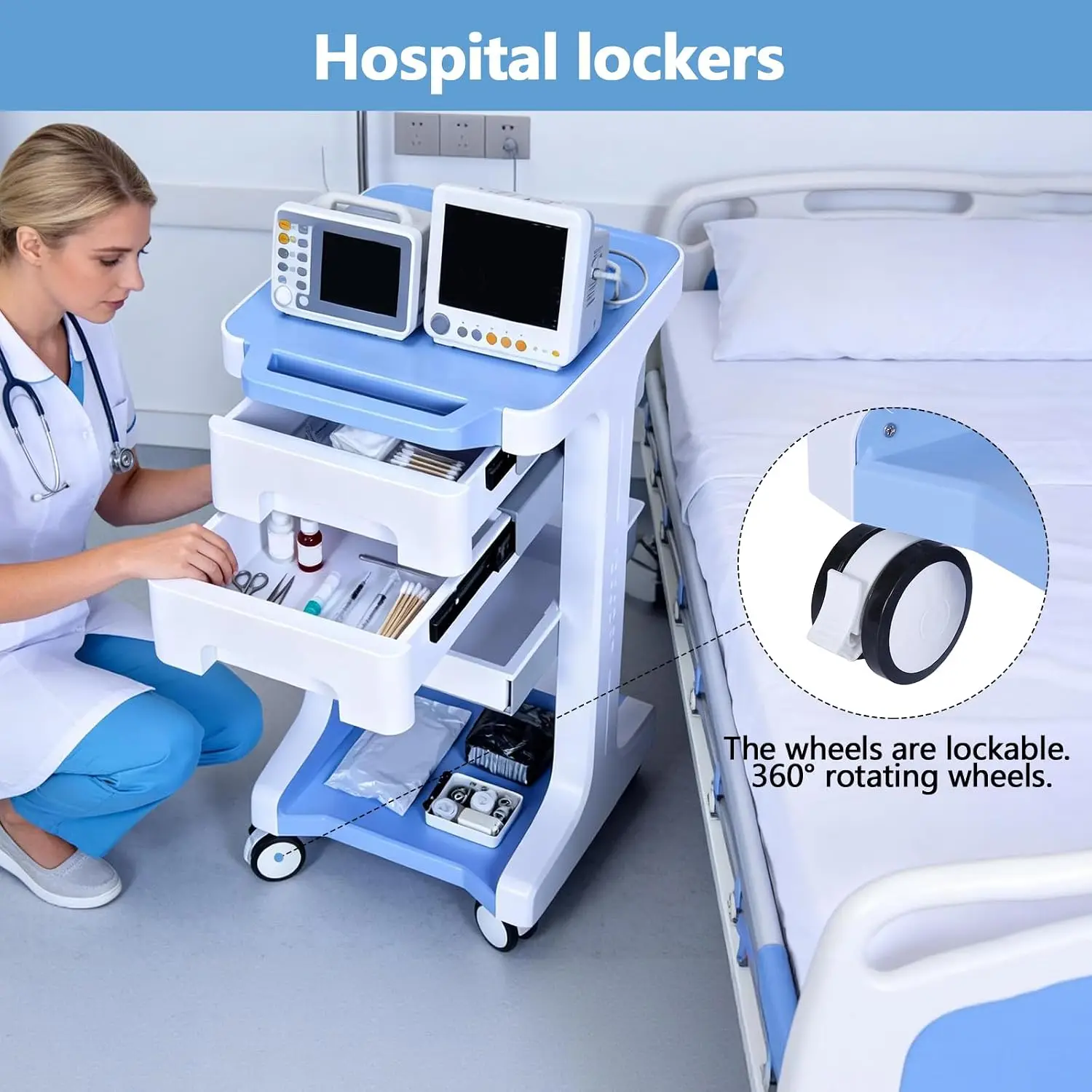 3 Tier Medical Rolling Cart wi - Medical Lab Ultrasound review and price
